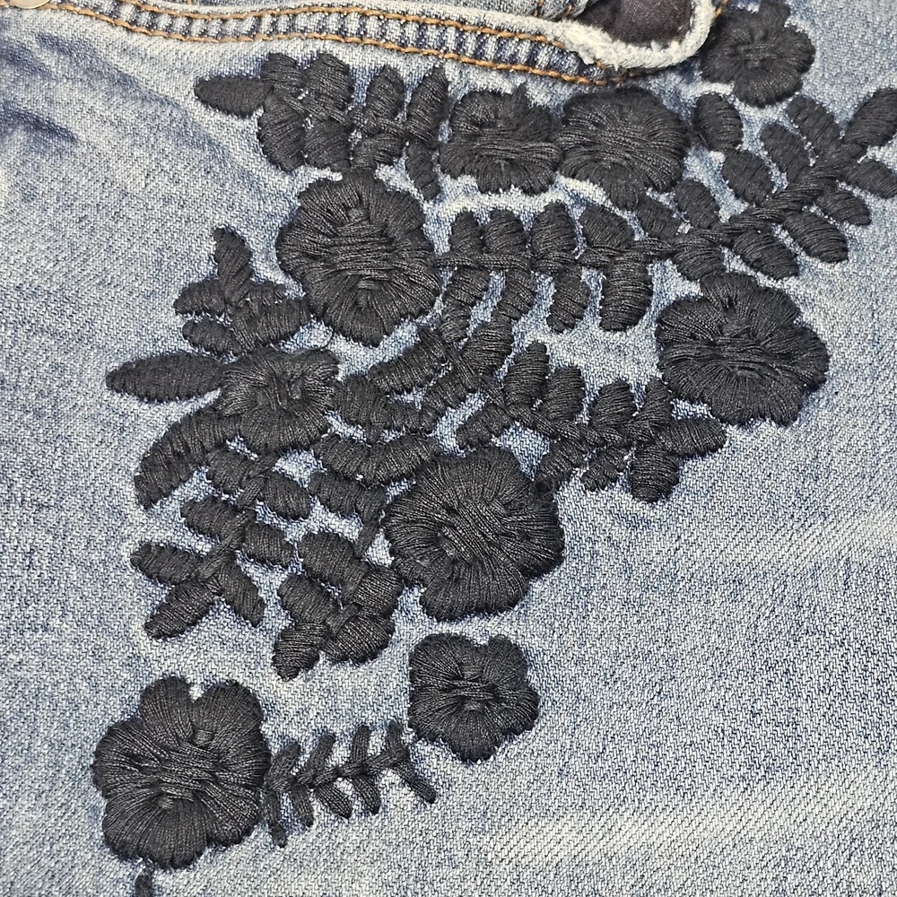 Anthropologie Pilcro & the Letterpress Blue Embroidered Slim Boyfriend Jeans 28 - Picture 5 of 14